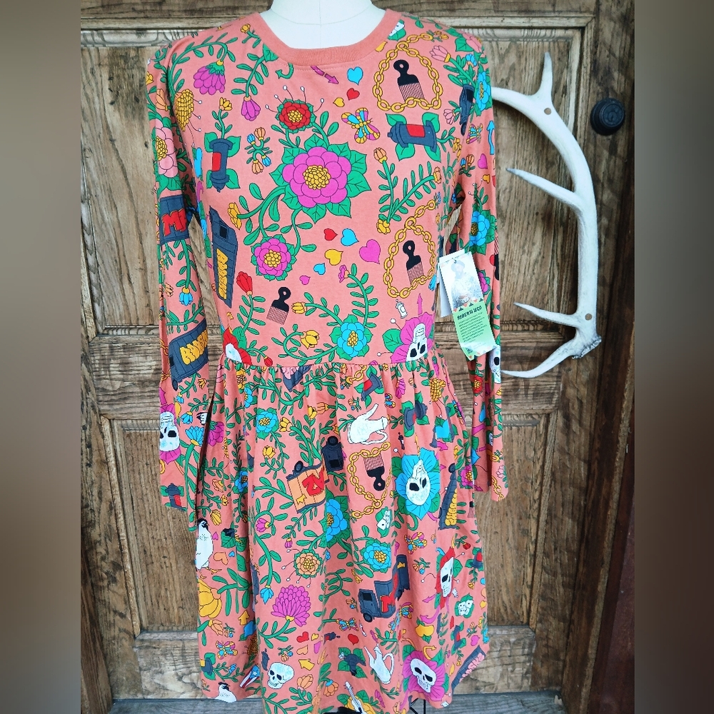 Morris Study 5 Skulls Print Dress By ROBERTO LUGO Medium SOLD OUT EVERYWHERE!